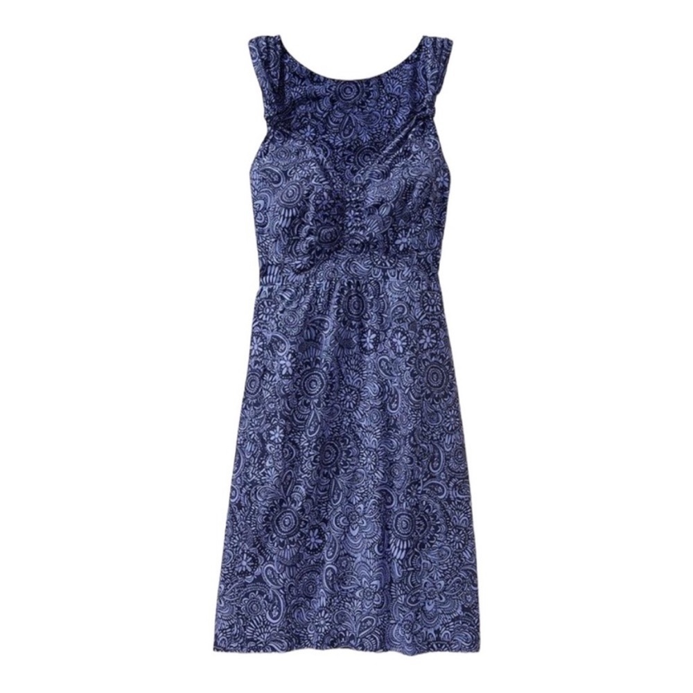 ATHLETA Nearly "Knotical" Nautical Paisley Dress 2‎ Navy Blue NWOT